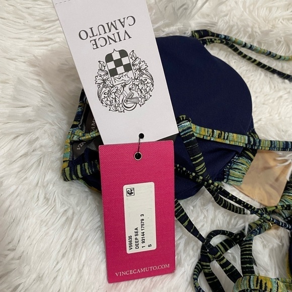 NWT Vince Camuto Swim midnight waves strappy back bikini top deep sea - Picture 11 of 11